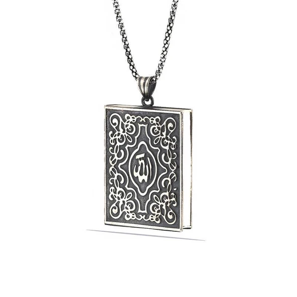 925 Ayar Gümüş Kare İçi Açılabilen Muskalık Gümüş Kolye ürün görseli 1