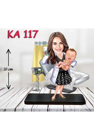 Kişiye Özel Ahşap Biblo - Sağlıkçı Kadın Karikatür Biblo - Doktor Biblo 9 ürün görseli