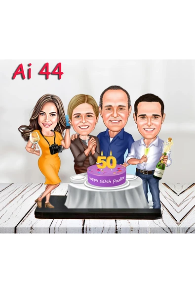 Kişiye Özel Ahşap Biblo - Aile Karikatür Biblo - 4 Kişilik Aile Biblo 15 ürün görseli