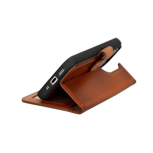 Apple iPhone 15 Pro Uyumlu Deri Cüzdanlı Kılıf MWWN RST2EF Taba - Resim 3