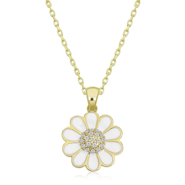 925 Ayar Gümüş Papatya Kadın Gümüş Kolye ürün görseli 1