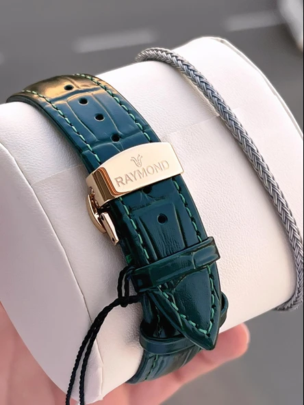 Raymond Nişan Ve Damatlara Özel Deri Kordon 2 Yıl Garantili Otomatik Erkek Kol Saati+Bileklik RMD.10 - Resim 6