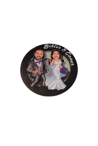 Karikatür Düğün Mağnet - Kişiye Özel Magnet - Karikatür Magnet ( 20 Adet ) ürün görseli