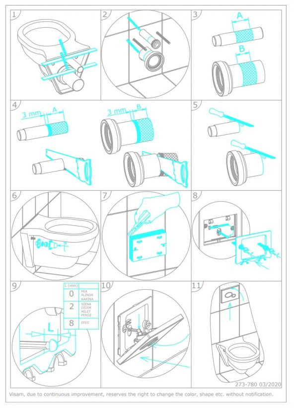 Visam Karina Mat Krom Gömme Rezervuar Kumanda Paneli Basma Butonu 226.001 - 4
