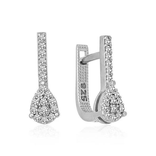 Gümüş Sallantılı Damla Taşlı Küpe ürün görseli 1