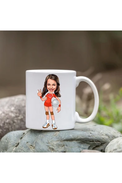 Kişiye Özel Bardak - Karikatür Bardak - Voleybolcu Bardağı ürün görseli