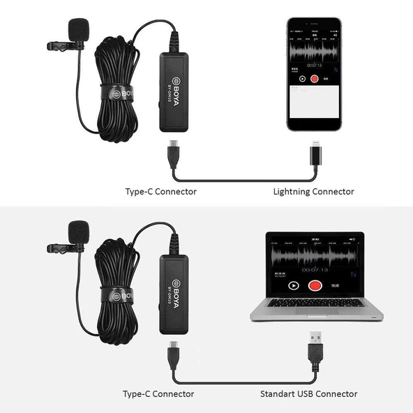 Boya BY-DM10 PC Iphone Telefon Yaka Mikrofonu - Resim 3