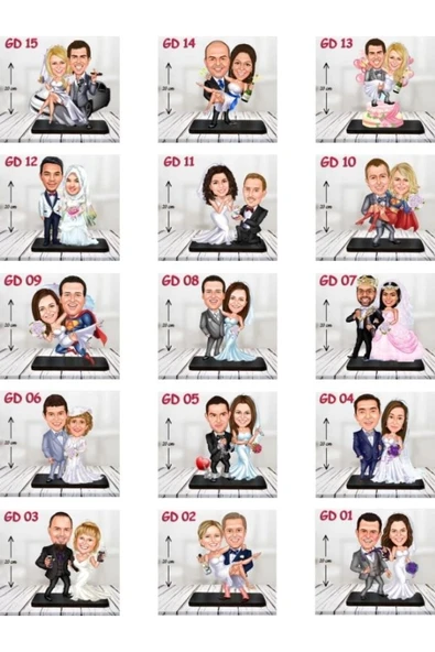 Karikatür Düğün Mağnet - Kişiye Özel Magnet - Karikatür Magnet ( 20 Adet ) - Resim 4