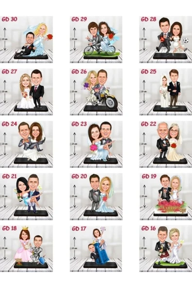 Karikatür Düğün Mağnet - Kişiye Özel Magnet - Karikatür Magnet ( 20 Adet ) - Resim 5