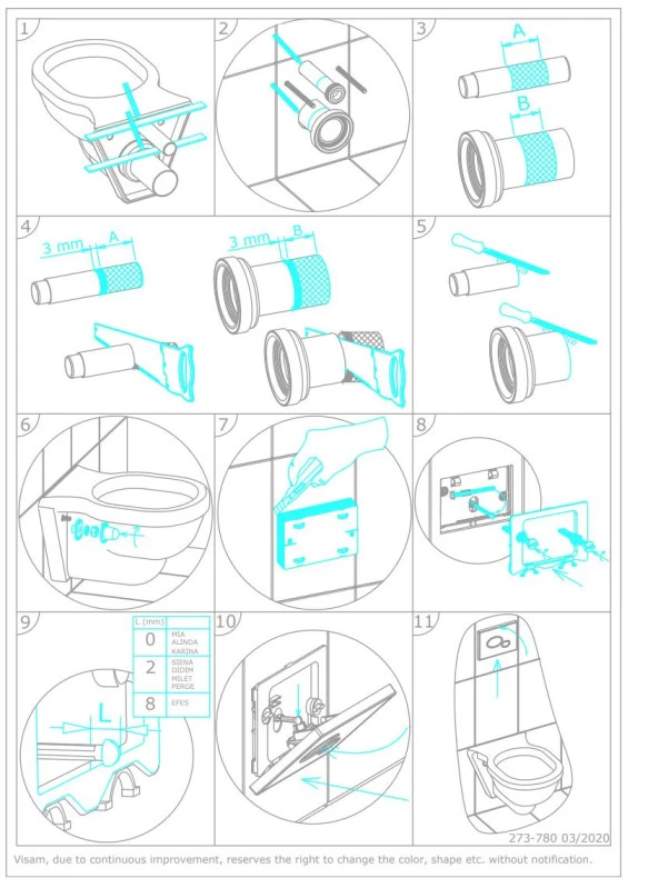 Visam Karina Parlak Krom Gömme Rezervuar Kumanda Paneli Basma Butonu 226.002 - 3