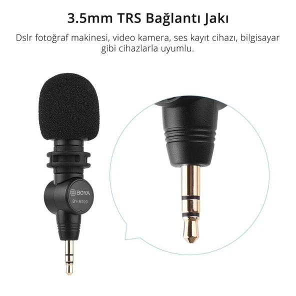 Boya BY-M100 Kompakt 3.5mm Kamera Mikrofonu - Resim 2