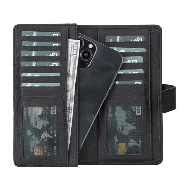 Coppet 6.7 inch Uyumlu Deri Kartlıklı Kılıf ERC1 Siyah - Resim 5