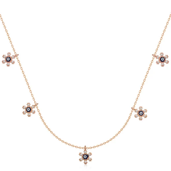 925 Ayar Gümüş Çiçek Nazarlı Şans Kadın Gümüş Kolye ürün görseli 1