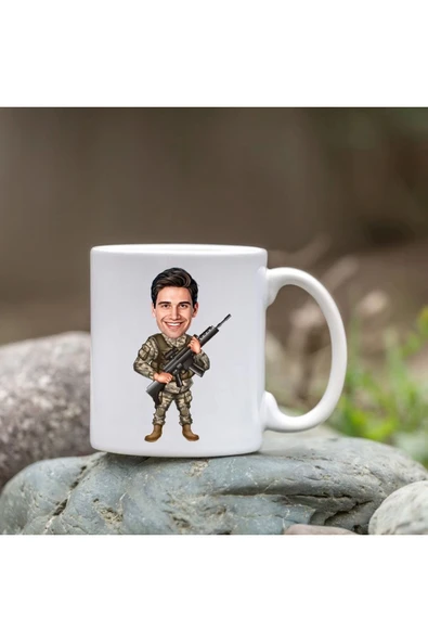 Kişiye Özel Bardak - Karikatür Bardak - Erkek Asker Bardak ürün görseli