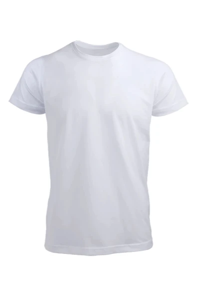 Düz Beyaz Polyester Tişört - Birinci Kalite Unisex Tişört ürün görseli