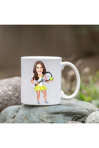 Kişiye Özel Bardak - Karikatür Bardak - Tenisçi Bardağı ürün görseli