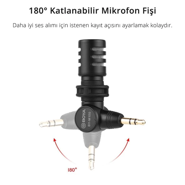 Boya BY-M100 Kompakt 3.5mm Kamera Mikrofonu - Resim 3
