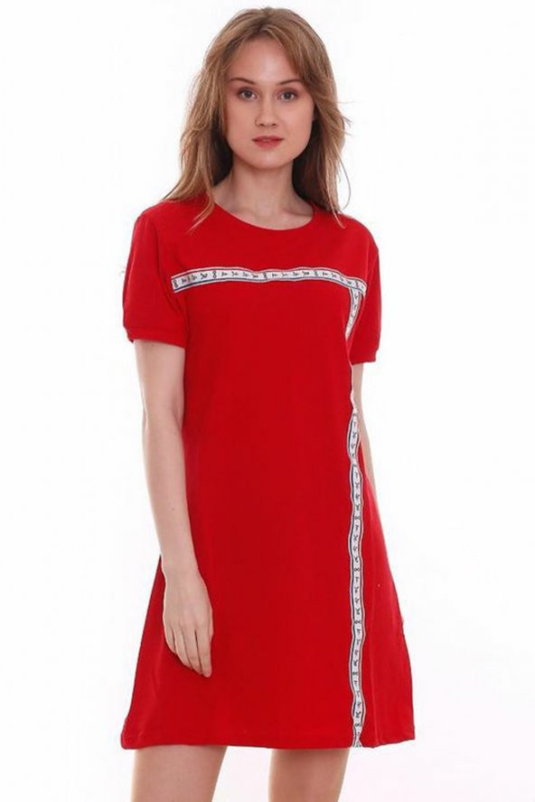 Uzun Tshirt Kırmızı Elbise