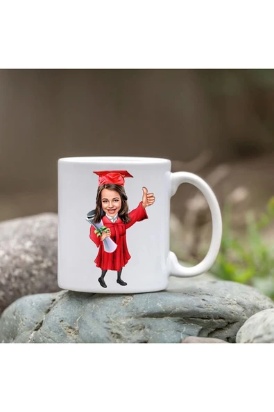 Kişiye Özel Bardak - Karikatür Bardak - Mezun Öğrenci Bardağı ürün görseli