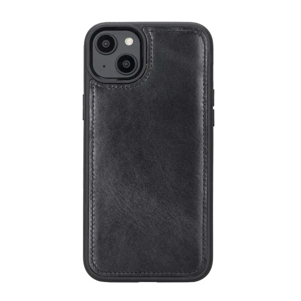 Apple iPhone 14 Plus Uyumlu Deri Cüzdanlı Kılıf MWWN RST1 Siyah - Resim 3