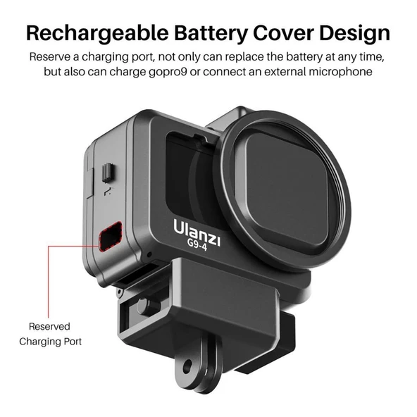Ulanzi G9-4 Gopro Hero 9 Vlog Case Plastik Çerçeve - Resim 4