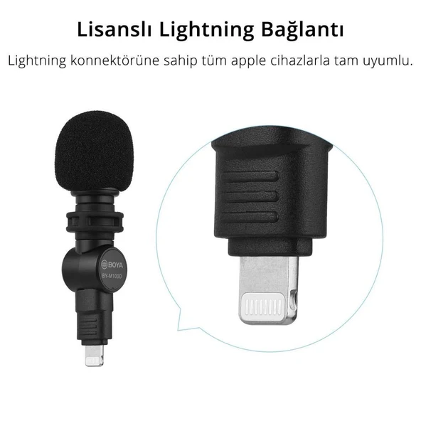 Boya BY-M100D Kompakt Lightning Telefon Mikrofonu - Resim 2