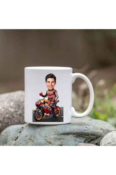 Kişiye Özel Bardak - Karikatür Bardak - Motorlu Erkek Bardağı