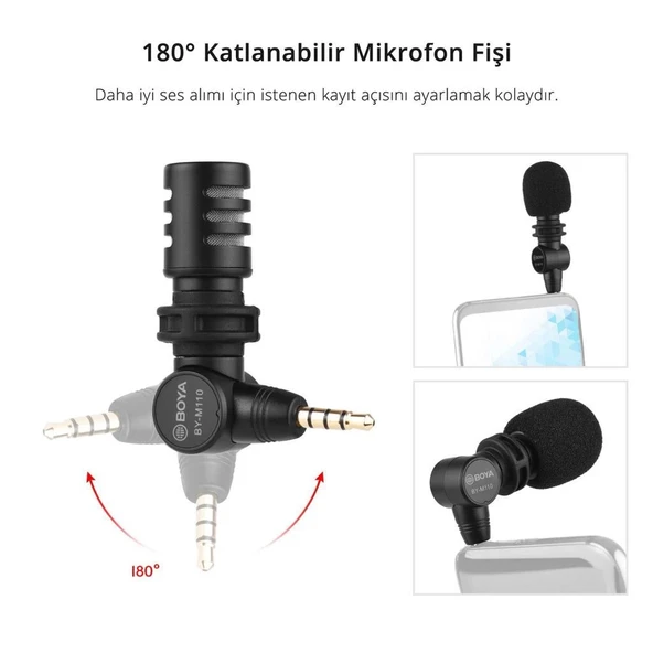 Boya BY-M110 Kompakt 3.5mm Telefon Mikrofonu - Resim 3