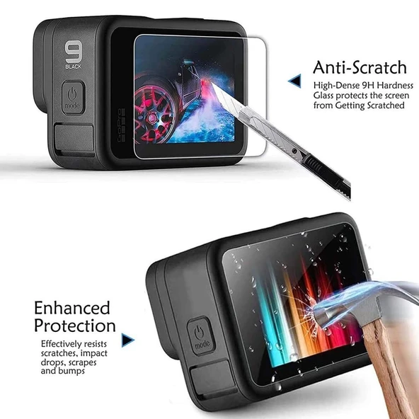 Gopro Hero 9 Black İçin Ekran Lens Koruma Seti - Resim 4