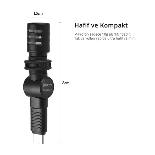Boya BY-M100UC Kompakt Type-c Telefon Mikrofonu - Resim 4