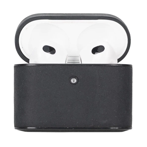 Casquet Apple AirPods 3.nesil Uyumlu Deri Kılıf G1 Siyah - Resim 4