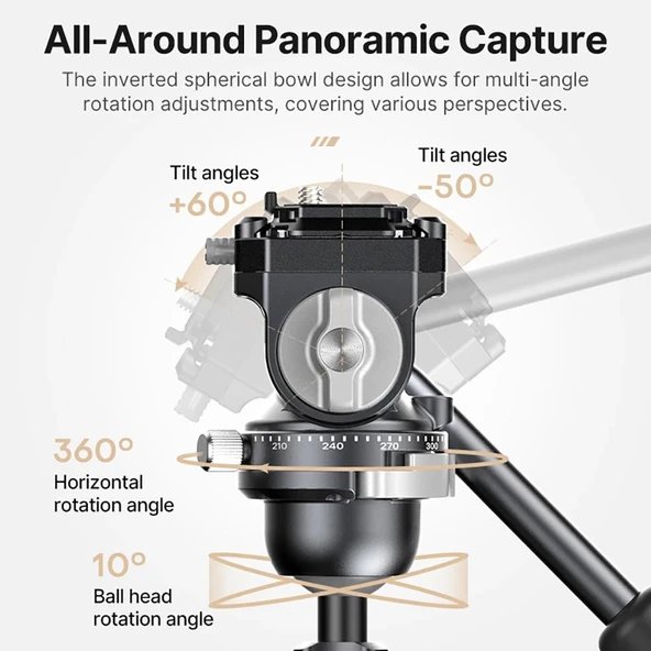 Ulanzi TT09 VideoGo Carbon Fiber Travel Video Tripod - 4