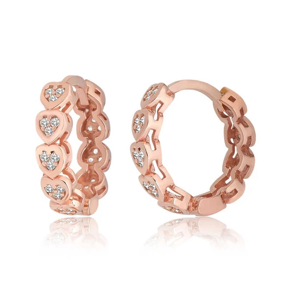 Gümüş Kalpli Zirkon Taşlı Halka Kadın Küpe ürün görseli 1