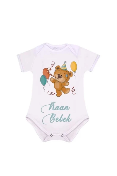 Kişiye Özel Bebek Zıbın - Kısa Kol Beyaz Bebek Zıbın - İsimli Zıbın - Resim 2