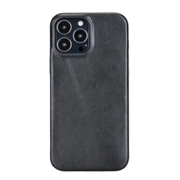 Apple iPhone 13 Pro Max Uyumlu Deri Arka Kapak ROCK RST1 Siyah - Resim 5