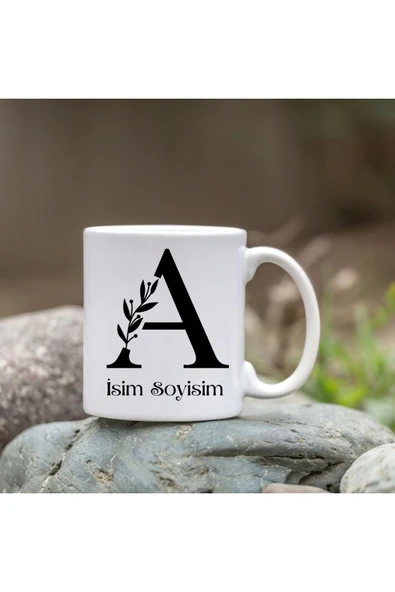 Kişiye Özel A Harfi Bardak - İsim Yazılı Bardak - İsimli Bardak ürün görseli