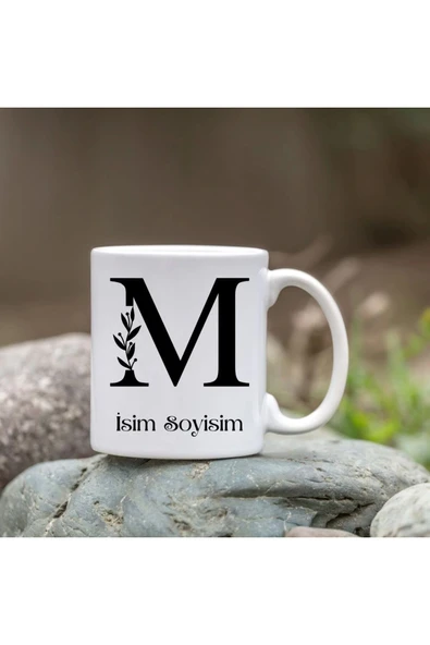Kişiye Özel M Harfi Bardak - İsim Yazılı Bardak - İsimli Bardak ürün görseli