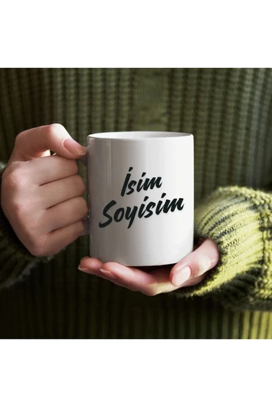 Kişiye Özel Siyah Beyaz İsim Yazılı Bardak - İsimli Bardak ürün görseli