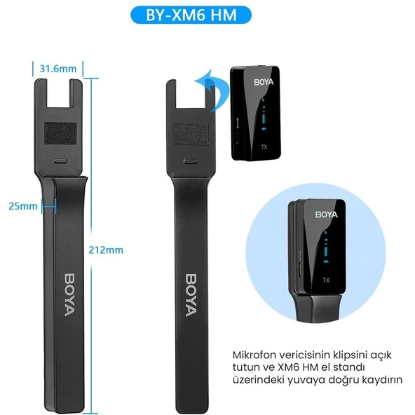 Boya BY-XM6 HM Elde Taşınabilir Kablosuz Mikrofon Tutucu - Resim 3