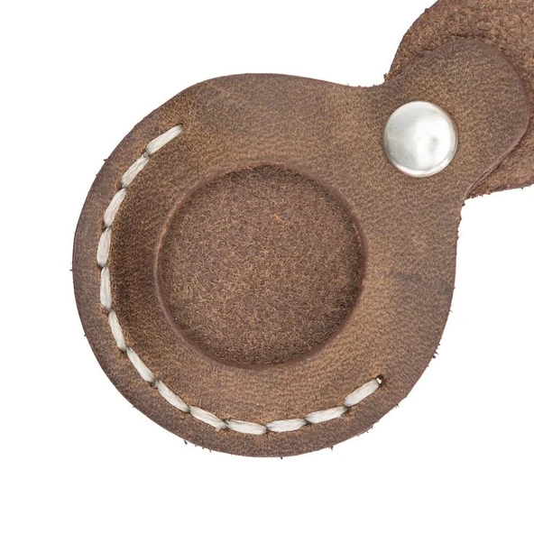 Apple AirTag Uyumlu Deri Anahtarlık Beta AA6 Kahve - Resim 4