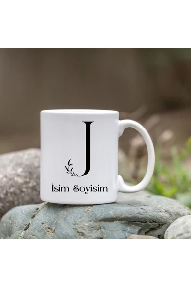 Kişiye Özel J Harfi Bardak - İsim Yazılı Bardak - İsimli Bardak ürün görseli