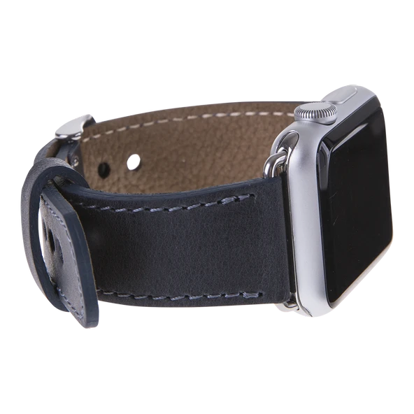 Apple Watch Uyumlu Deri Kordon 42-44-45mm CZ01 Lacivert - Resim 5