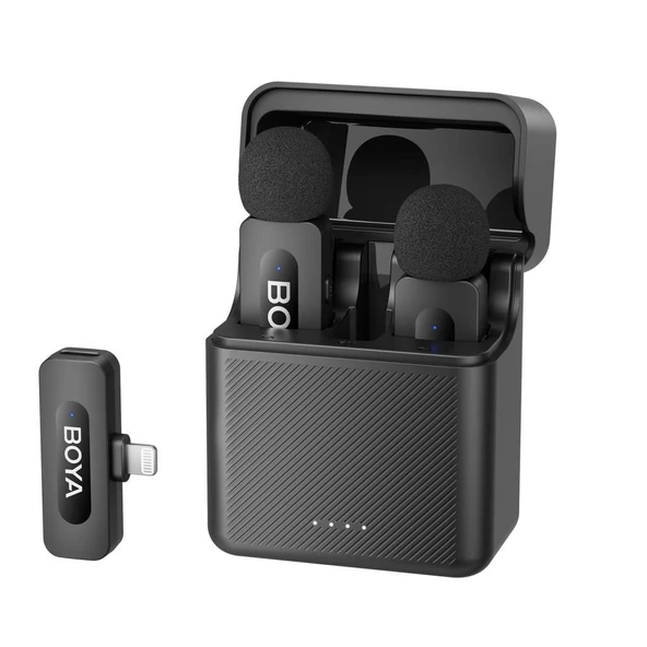 Boya BY-V3 İki Kişilik Iphone 11/12/13/14 Lightning Uyumlu Kablosuz Yaka Mikrofonu ürün görseli