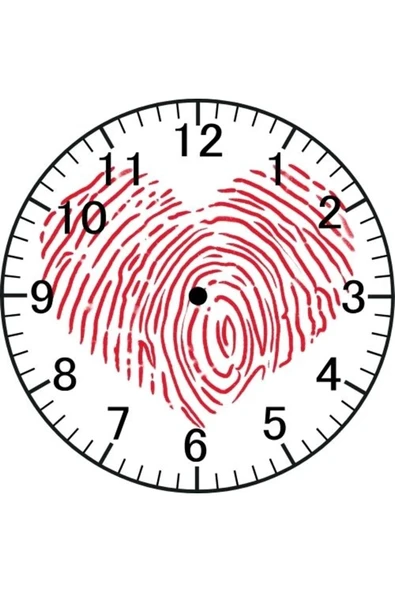 Parmak İzi Model Duvar Saati - Kalpli Saat ürün görseli