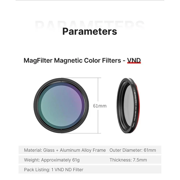 Ulanzi MagFilter 1-5 Stop Variable ND Filtre - Resim 3