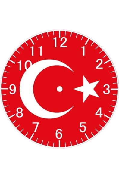 Türk Bayraklı Duvar Saati - Türk Bayraklı Saat ürün görseli