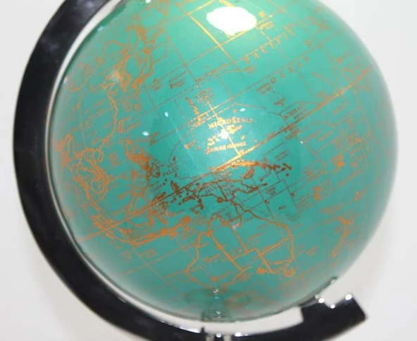 Dekoratif Dünya Yerküre Parlak Nikel Ayaklı Harita - Resim 2