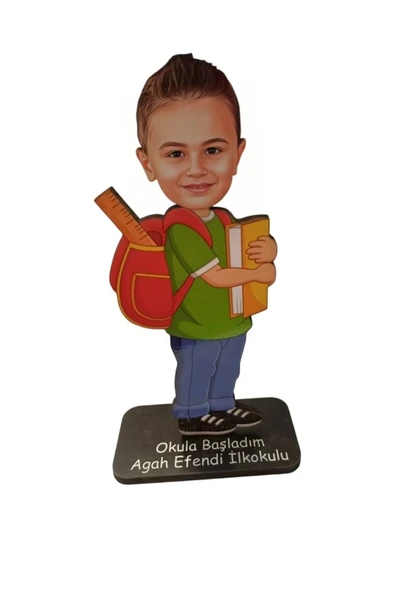 Kişiye Özel Ahşap Biblo - Erkek Çocuk Karikatür Biblo - Mezuniyet Biblosu ( 10 Adet ) ürün görseli