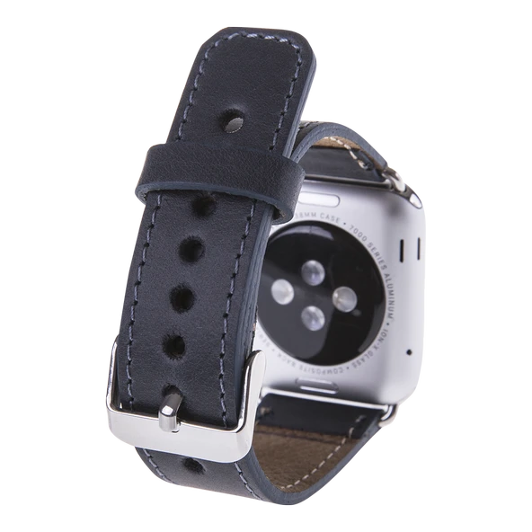 Apple Watch Uyumlu Deri Kordon 42-44-45mm CZ01 Lacivert - Resim 2