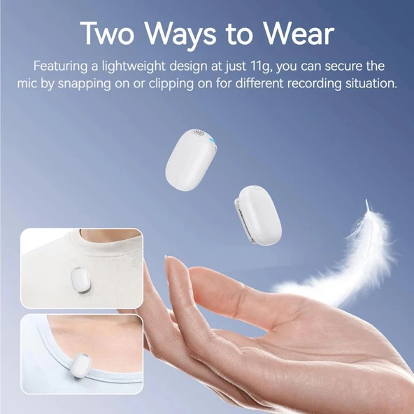 Ulanzi A30 Tiny 2 Kişilik Mikrofon Seti - Beyaz - Resim 4